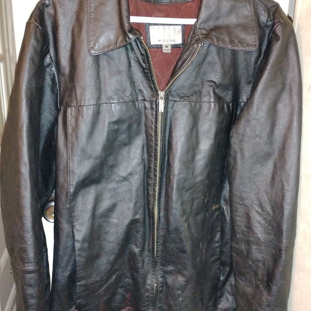 Men's Black Leather Bomber Jacket